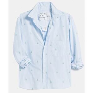 Frank & Eileen Shirley Oversized Italian Cotton Shirt Sailboat Stripe Size Small